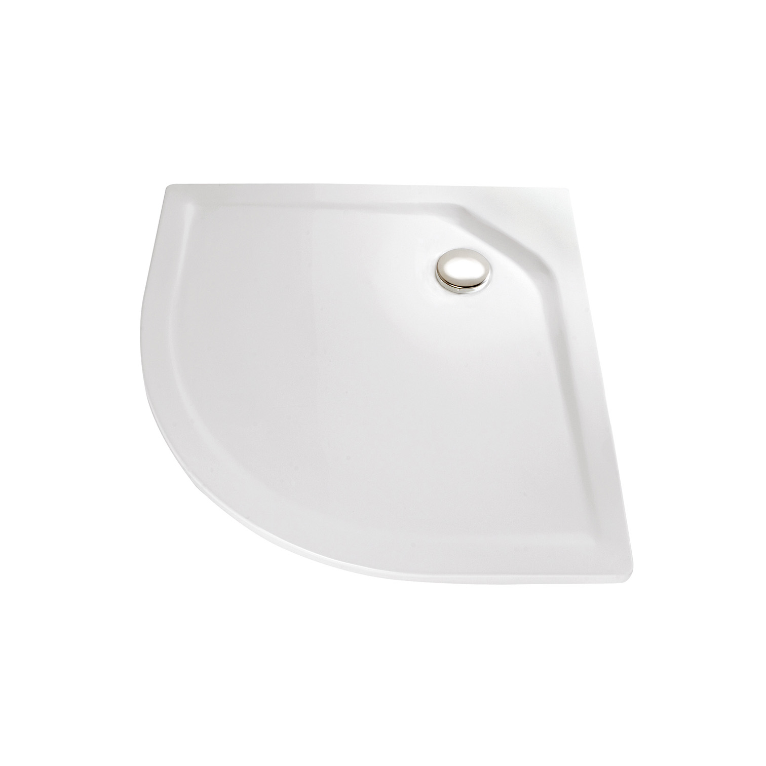 Acryl Duschwanne superflach mit Punktablauf, Viertelkreis Radius 550
